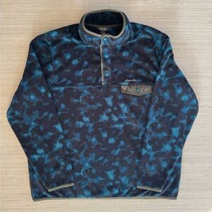 Eddie Bauer snap T neck long sleeve blue fleece pullover sweatshirt top men’s XL